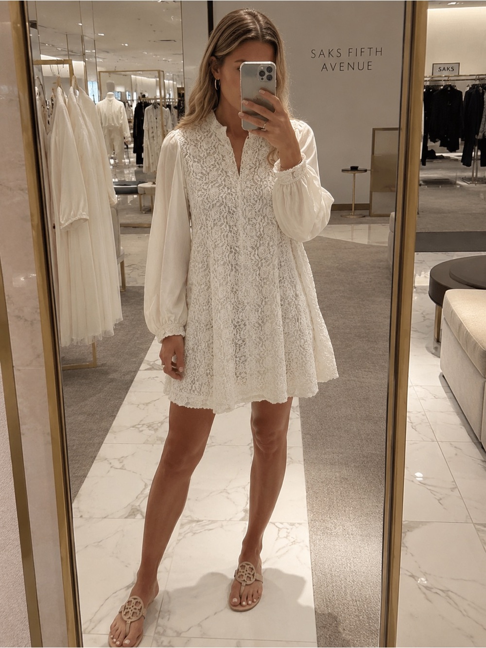 Be Blumarine White Shift Dress In Romatic Lace Appliqué $1130MSRP